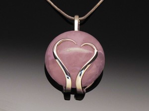 Pendant Heart with Rose Quartz by A Fork in the Road