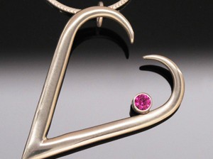 Pendant Heart with Red Ruby by A Fork in the Road