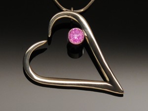 Pendant Heart Tines & Pink Tourmaline Stone by A Fork in the Road