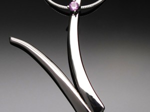 Pendant Swoosh with Pink Tourmaline by A Fork in the Road