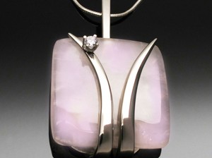 Pendant Square Rose Quartz by a Fork in the Road